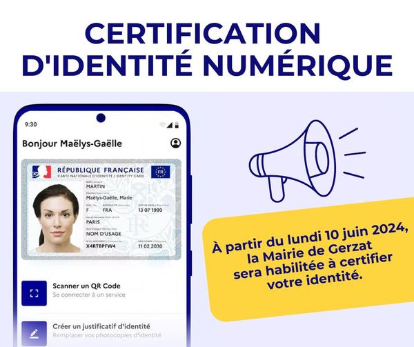 Certification d’identité numérique – En mairie à compter du 10 juin 2024