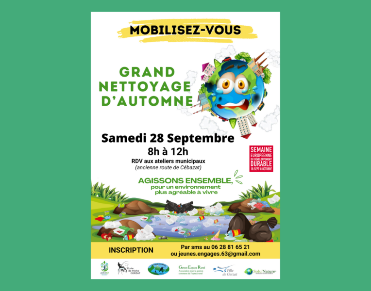 Grand nettoyage d’automne – Samedi 28 septembre à partir de 8h – Rdv aux Ateliers municipaux