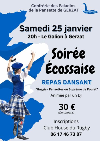 Repas dansant – Soirée écossaise – Samedi 25 janvier à 20h – Salle Le Galion